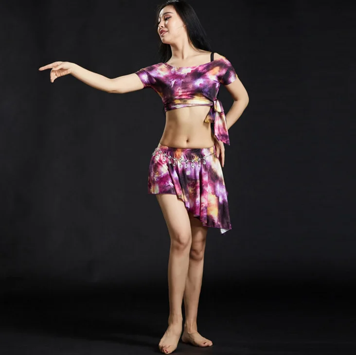 

Adult Oriental Belly Dance Costume Suit Set T Shirt Top Skirt for Women Eastern Bellydance Belly Dancing Clothes Dancer Clothing