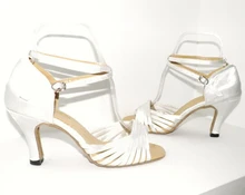 New Women White Satin Wedding Dance Shoes Ballroom Salsa Latin Tango Bachata Dancing Dance Shoes