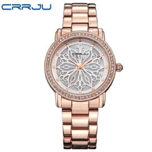 2017 New CRRJU Luxury Brand Fashion Watch Woman Ladies Rose gold Diamond relogio feminino Dress Clock female relojes mujer
