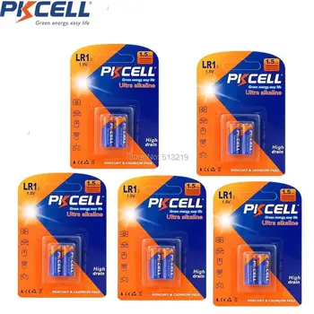 

10Pcs/5card PKCELL E90 N LR1 MN9100 910A 1.5V AM5 Size N Alkaline Batteries For bluetooth headsets, glucose