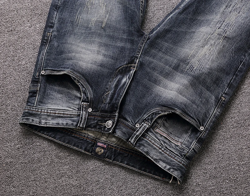 Модные уличные мужские джинсы в стиле ретро Синие рваные зауженные джинсы мужские джинсы в стиле хип-хоп винтажные дизайнерские классические джинсы