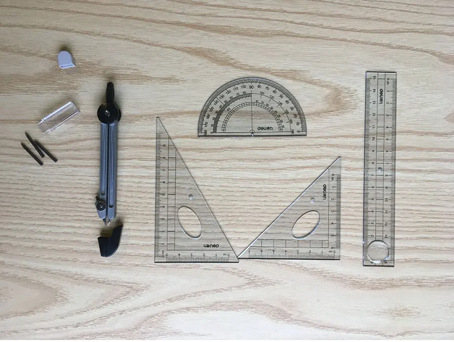Балык линейка циркуль комплект пять штук набор для рисования Тесты преподавания линейка циркуль Треугольная пластина
