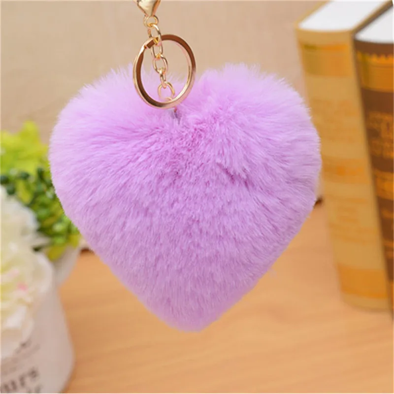 Unicorn Heart Shape Pompon Fluffy Plush Soft Keychain Pendant Toy Animal Charm Cute Plush Keychain Gift