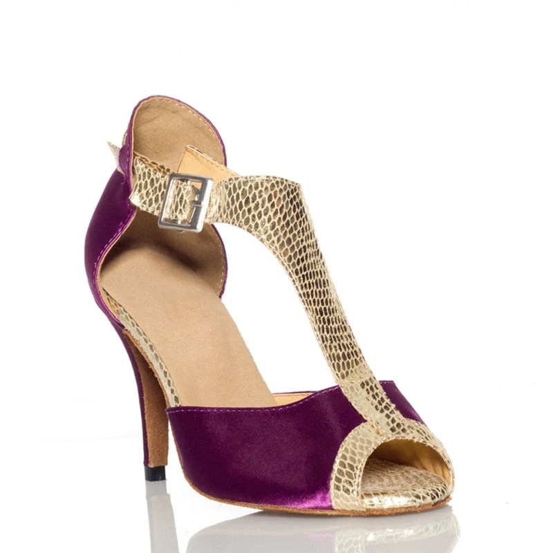 Purple Satin Latin Dance Shoes Women's Sandals in High-heeled 10cm Square Dance Shoes Ladies Salsa Ballroom Dancing Shoes 1843 Purple Satin Latin Dance Shoes Women's Sandals in High-heeled 10cm Square Dance Shoes Ladies Salsa Ballroom Dancing Shoes 1843