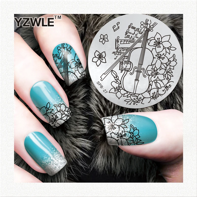 

Guitar/Flowers Hot Design Stamping Image Plate Print Nail Art Template DIY Decoration For Beauty Nail Tools