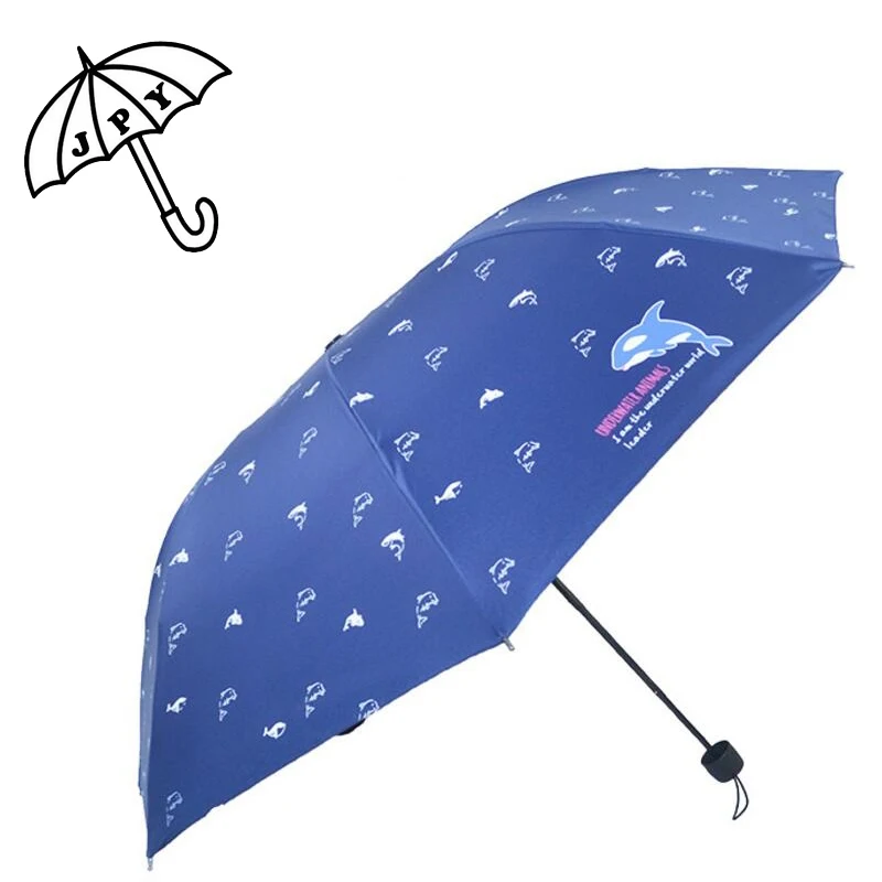 

Brave Summer Dolphin Animals Umbrella Pink Blue anti-ultraviolet 3 Folding Umbrella Cute Children Umbrella Sun Rain Parasol