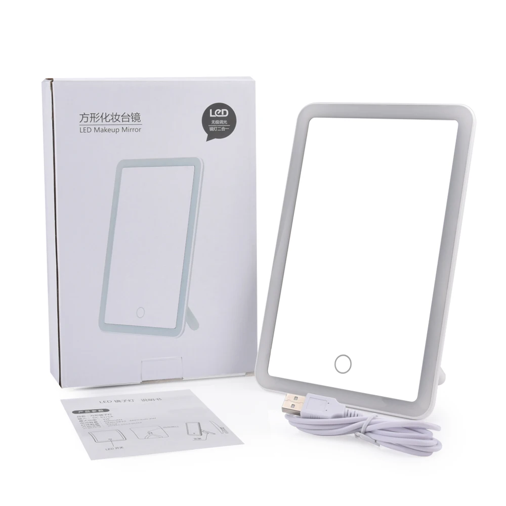 

Lighted Makeup Mirror Stylish Single-sided Clear Touch Control Kickstand Vanity Mirror Makeup Mirror for Bathroom Bedroom