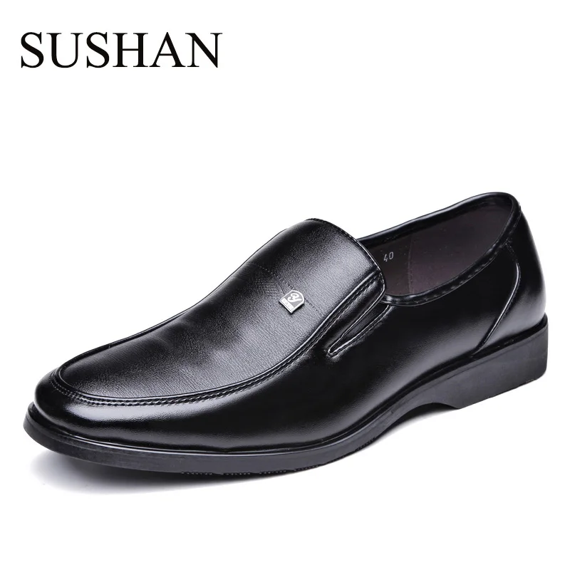 

Leather Concise Men Business Dress Pointy Black Shoes Breathable Formal Wedding Basic Shoes Men Dress Shoes Size 38-45