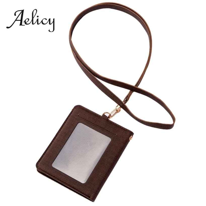 

Aelicy Neutral Hanging Neck Short Wallet Bifold Hasp Leather Credit Card ID Card Holder Wallet Purse Money Bag Slim Small