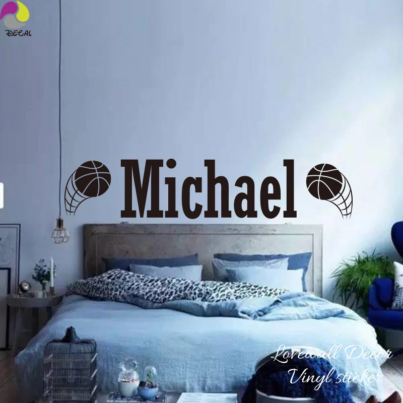 Pegatina de pared de baloncesto nombre personalizado habitación de niño