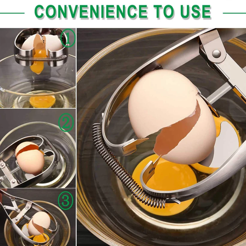 Egg Shell Opener, Quick Raw Egg Shell Opener Scissor Stainless Steel Eggshell Cutter Cracker Egg Separator Creative Kitchen Tool