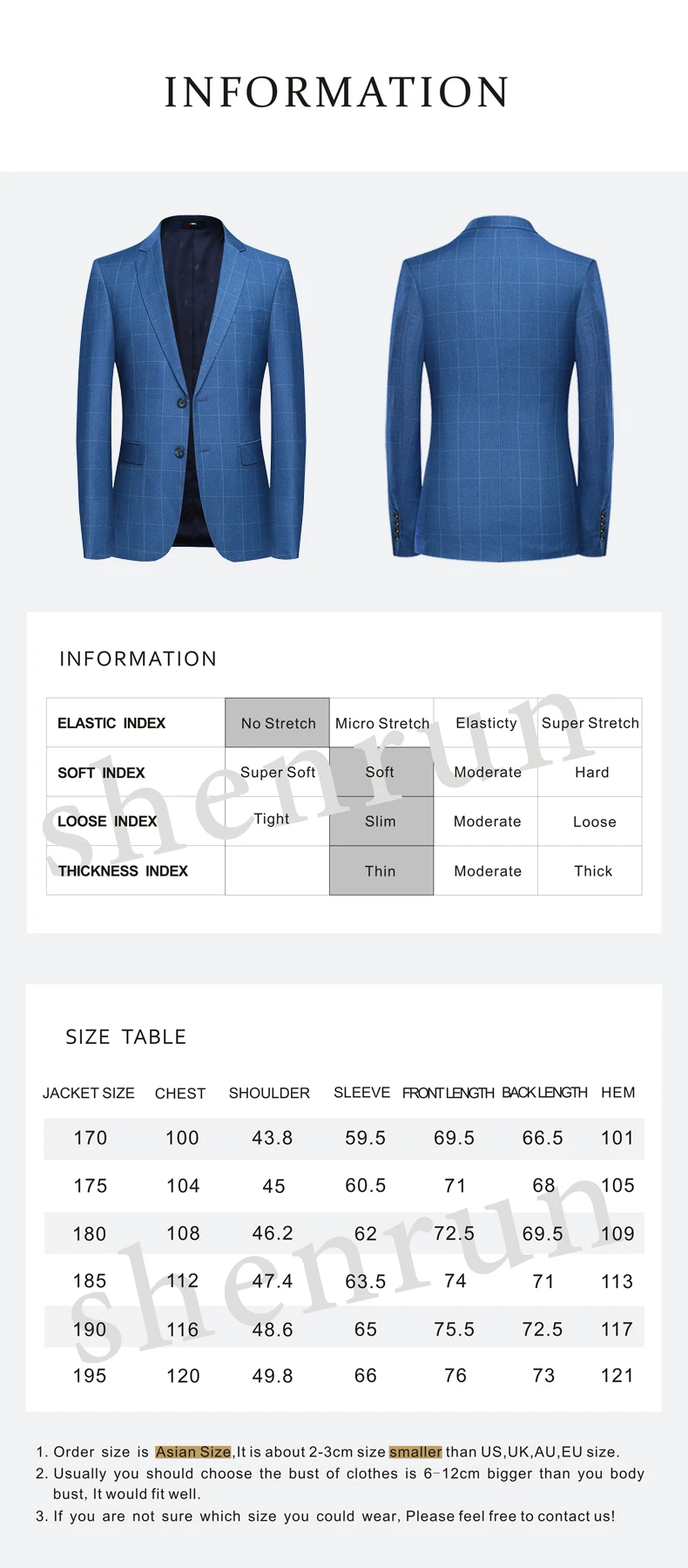 SHENRUN Весна высококачественный умный модный клетчатый синий повседневный костюм пиджак для мужчин, мужской блейзер Hombre повседневная куртка плюс-размер M-4XL