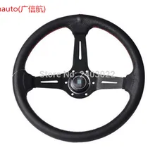 Логотип глубокий черный спиц 350 мм из натуральной кожи ралли гоночный руль