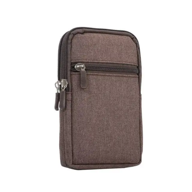 Универсальный Повседневное деним двойные карманы поясная сумка крюк-Петля Кошелек Сумка Sport Cases для всех смартфонов 6,3 дюймов ниже телефон охватывает - Цвет: Brown
