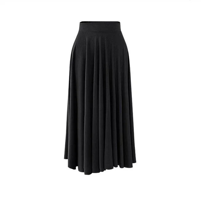 M-5XL размера плюс, повседневные женские плиссированные юбки, новинка, летняя мода, завышенная талия, свободные женские юбки, очень большие юбки - Цвет: Черный
