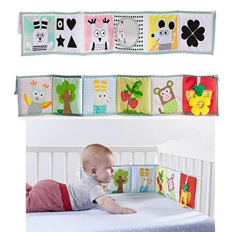 

Baby Colorful Cloth Book Soft Cute Animal Unfolding Activity Books Cartoon Bed Bumper Sleeping Time Story For baby