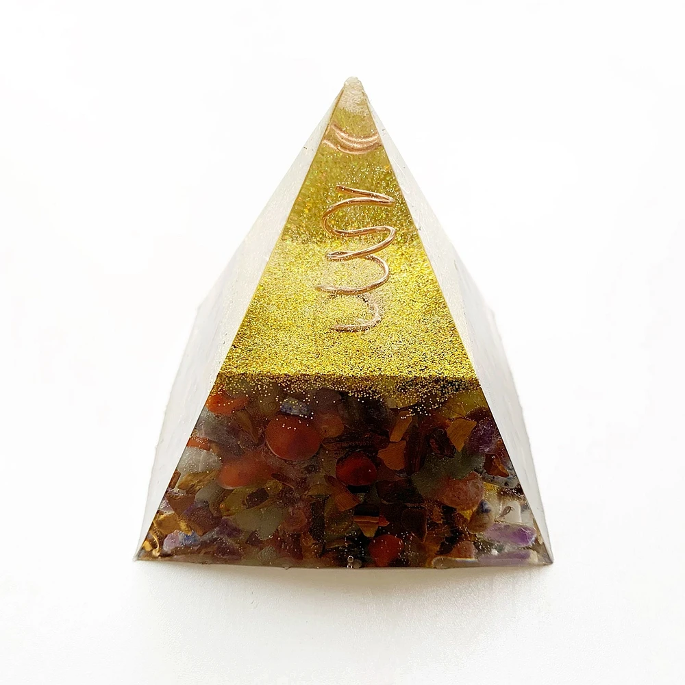 

Chakra Stones and Healing Crystals Orgone Pyramidal Figurines Resin Statue Energy Stone Spiritual Healing Home Decor 1pc