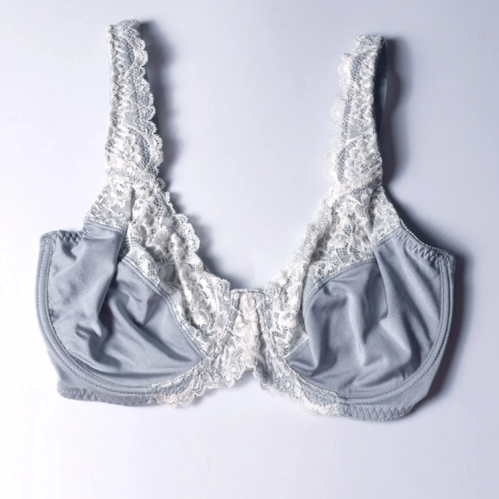 Women Unlined Full Coverage Bras Plus Size Brassiere Embroidery No-padded Bra Underwire Bralette Underwear 34-46 DDD/F/FF/G/H