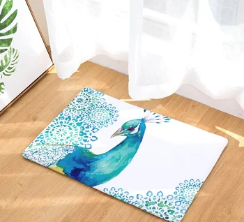

CAMMITEVER Beautiful Peacock Feather Anti-skip Soft Relaxed Bathroom Mats Anti-fatigue Kitchen Carpet Bedroom Entrance Door Rugs
