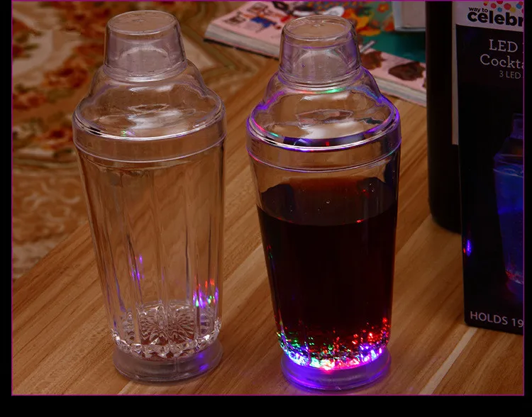 1PC Flashing LED Light Up Cocktail Shaker MARTINI SHAKER colorful LED