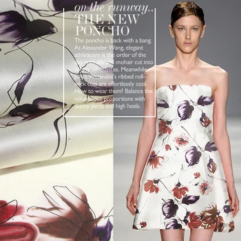 

Free shipping! Silk organza satin material luxury digital painting really haute couture silk fabrics