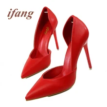 Ifang Summer New Shoes Woman Pointed Toe Sexy Women Party Wedding Nightclub Shallow Mouth Cut Out Two Piece Thin High Heel Pumps