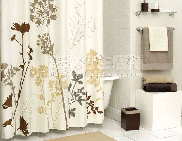 European Style Luxury Bathroom Shower Curtain Beige Hand European Style Luxury Bathroom Shower Curtain Beige Hand Painted Dandelion