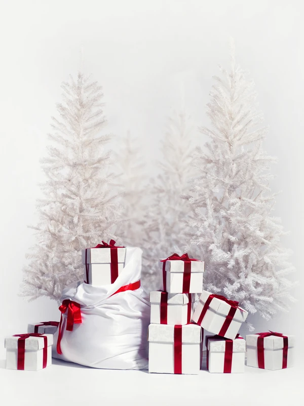 Multiple Sizes Available White Christmas Backdrop Winter Wonderland Holiday Drop Party Background Photo booth Prop Vinyl Tree presents