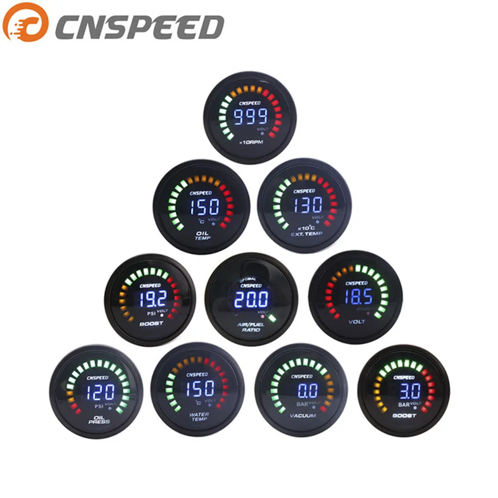 Цифровой светодиодный привод CNSPEED YC101338 вольтметр 2 дюйма 52 мм 20 psi для масляного