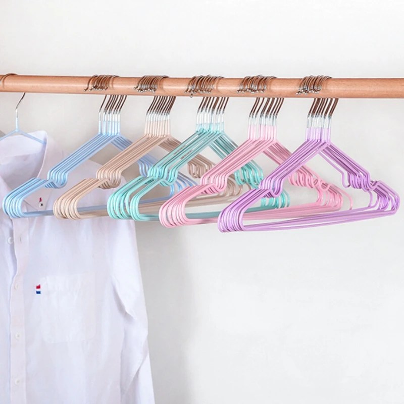 

10pcs/lot Clothes Hanger Children Adult Non-Slip Metal Shirt Trouser Hook Hangers Coat Clothes Stand Wardrobe Accessories