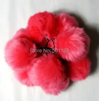 

Free shipping rose red color fake fur ball for phones synthetic fur ball