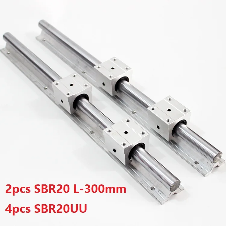 

2pcs SBR20 L-300mm support rail linear guide + 4pcs SBR20UU linear bearing blocks for CNC router parts