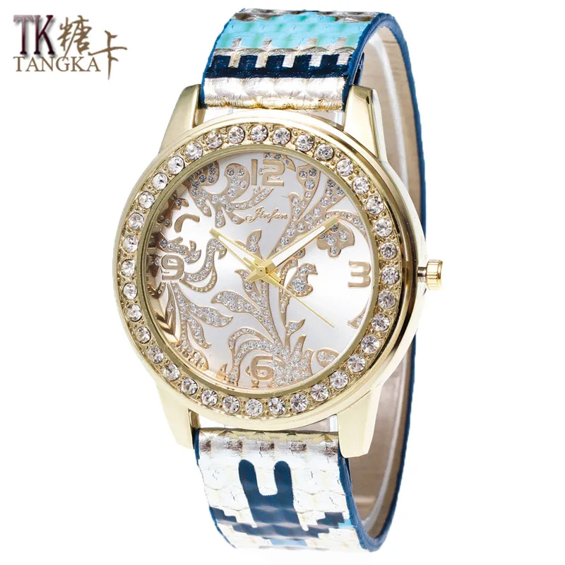 New color Set auger ladies watch Pu leather Strap Digital hour hand
