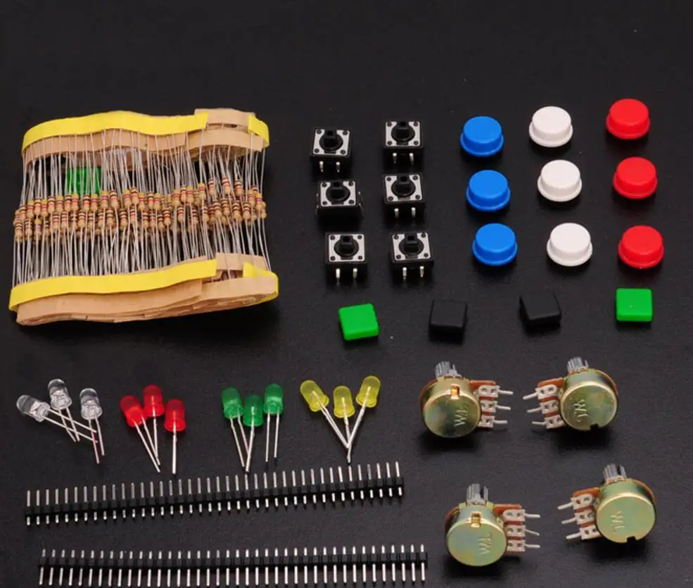 Kit de componentes (resistencia de película de carbono + LED + potenciómetro WTH148) super componente electrónico Bluetooth partes normales surtidos PAQUETE DE CONJUNTO