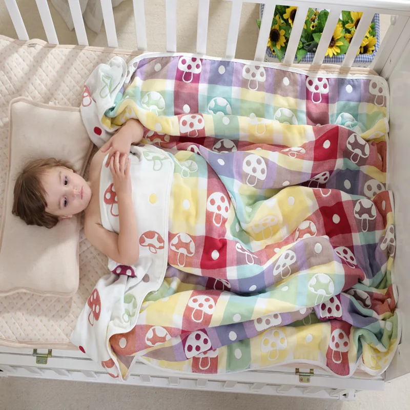 Muslin Baby Blankets Children 6 layers Gauze Cotton Soft Anti Kick