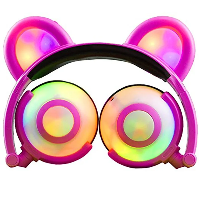 

Foldable panda Cat Ear headphones ihens5 Gaming Headset Earphone with Glowing LED Light for Computer phones gift for girls kids