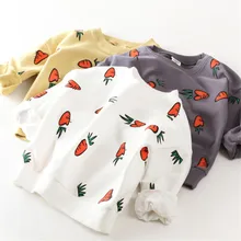 Autumn Kids Shirt Cotton Children T-Shirt Carrot Pattern Clothing Long sleeved Fashion Winter Warm Baby Sweaters For girl Boy
