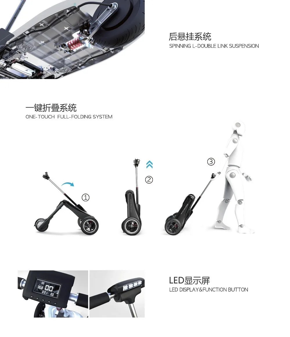 Sale New Brand M1 350w 36v Folding Aluminum Alloy Three-wheel Electric Scooter Steering-wheel Skateboard Hover Board 6