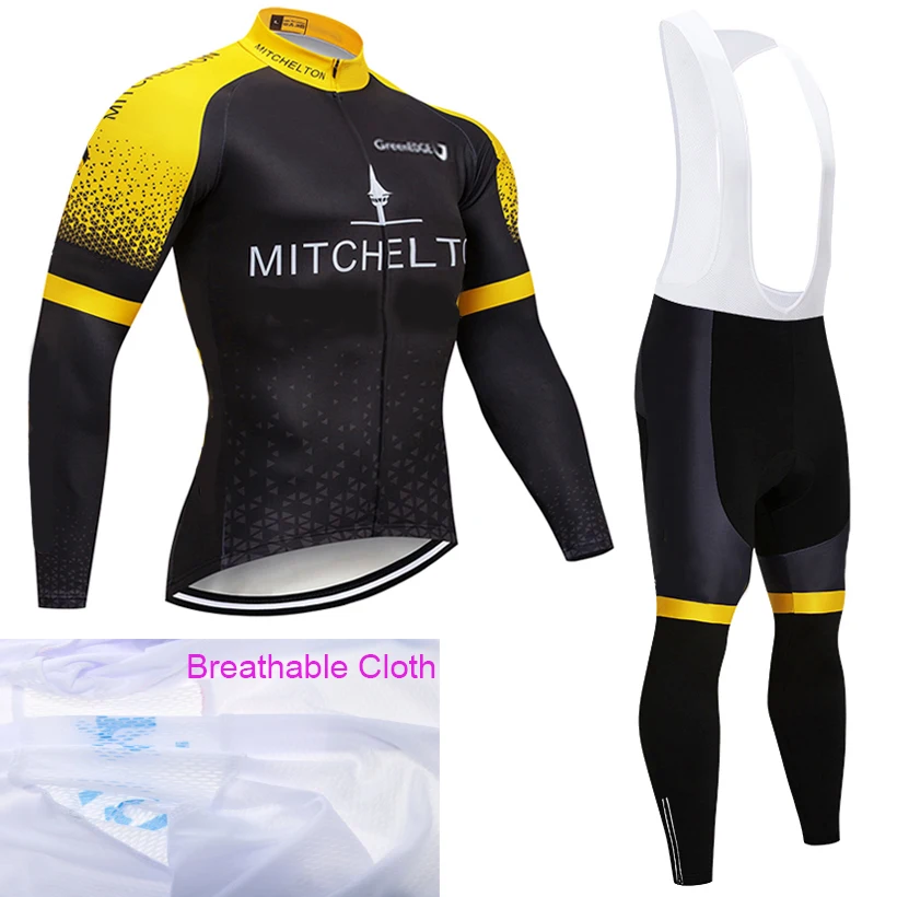 

TEAM MITCHELTON long sleeve cycling jersey bike pants suit Ropa Ciclismo men quick dry pro bicycle wear Maillot Pants clothing