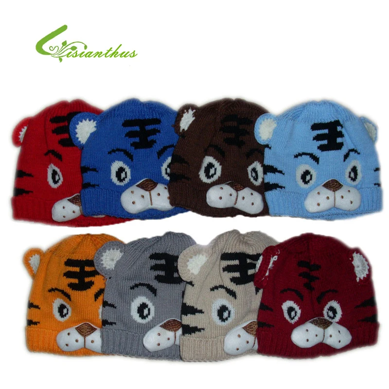 Детская шапка, для мальчиков с персонажами из мультфильмов шапочка "Тигр", Детская вязаная теплая шапка, девчачьи плетеные Кепки 8 цветов TPM0001