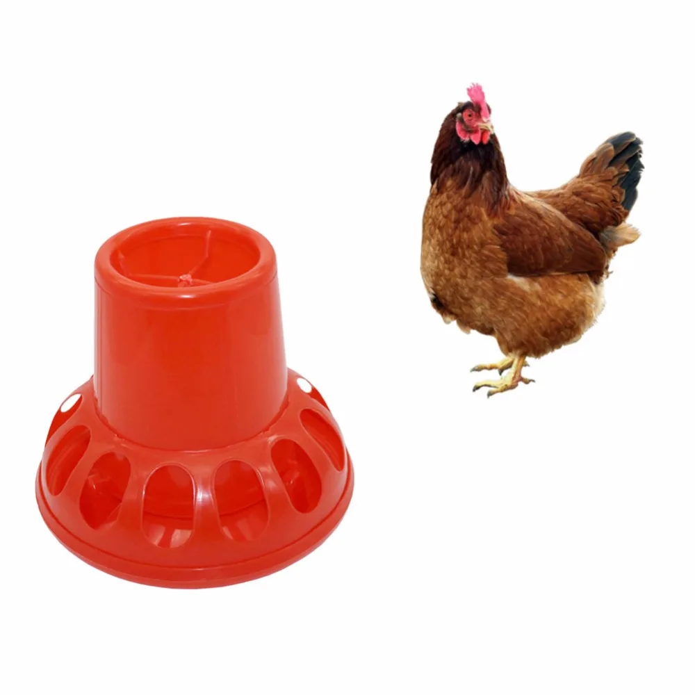 2 PCS Chicken Quail Automatic Feeder 2kg Red Plastic Feed Bucket Farm