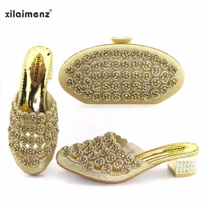 Dames Escarpins Arrivée Nouvelle red Réduits Sac Black Italiennes Strass Carré 40 blue Pantoufle Talons Assorties Décoré Chaussures À Avec gold Prix Or IXw1t0qY