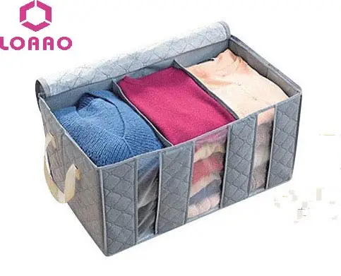 LOAAO складная коробка для одежды бамбуковая домашняя тканевая сумка для хранения Органайзер коробка
