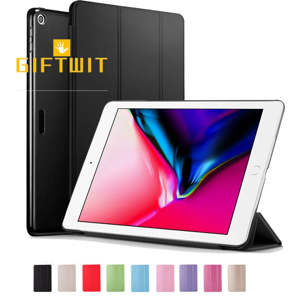 

Tri-fold Case For iPad Air, Luxury Silk Smart Magnetic Tablet Cover Translucent Frosted PC Back Auto Sleep/Wake Case For iPad 5