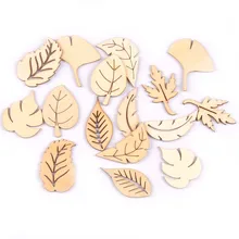 40 шт. 8 видов конструкций многолистная форма необработанные деревянные ломтики аксессуары для скрапбукинга DIY домашний декор деревянные украшения M1864