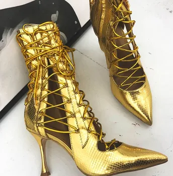 

designer 8 cm high heels gladiator sandals shoes woman party wedding stiletto lace up sheep skin cut out summer boots