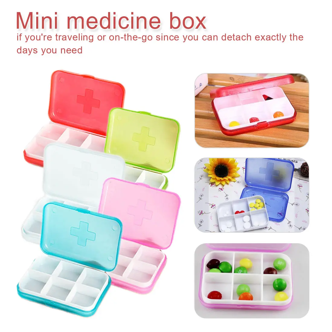 

Mini 6 Slots Tablet Drug Pill Medicine Case Container Organizer Portable Vitamin Medical Pill Box