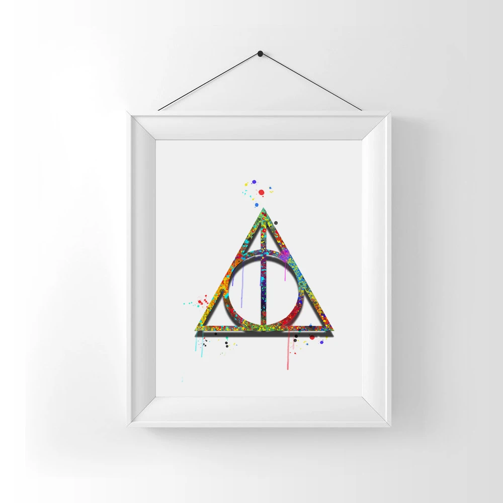 

Deathly Hallows Art Print Watercolor Wall Hanging Harry Potter Watercolor Deathly Hallows Art Paper Poster Wall Decor AP053