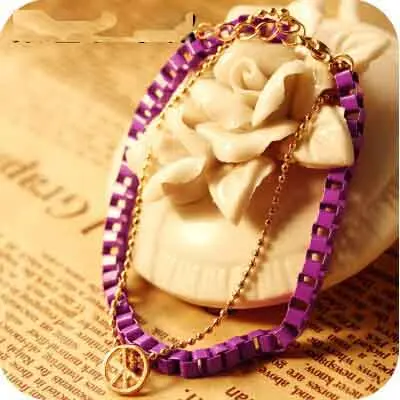 

New arrival 5 Color Trendy Zinc Alloy Metal Vintage Style Peace Symbol Bracelets for Women Fashion Jewelry