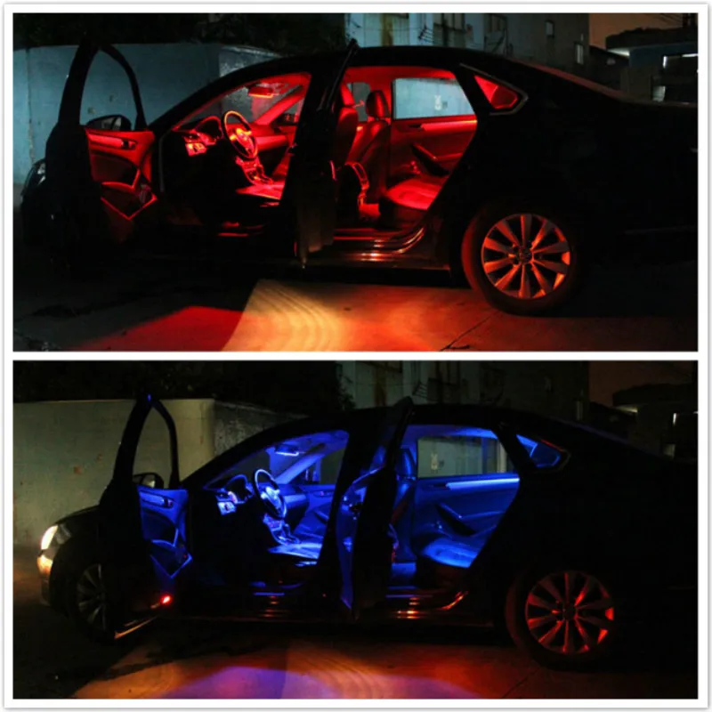 2x светодиодный RGB Авто лампочка для салона автомобиля светильник купольная лампа для чтения карты для Volkswagen POLO Golf 4 5 6 7 Passat b5 B6 MK5 MK6 CC EOS Tou